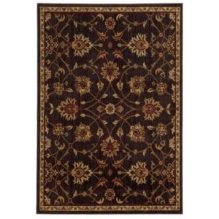 Traditional Floral Brown/ Beige Rug (53 X 73)