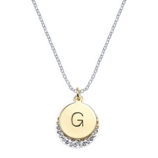 Silver Plated Necklace Charm with Initial G   Clear