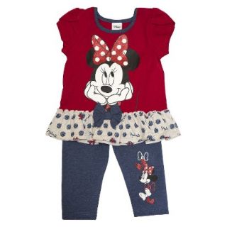 Disney Minnie Mouse Infant Toddler Girls Short Sleeve Tunic and Legging Set  