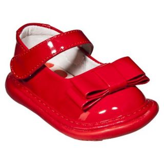 Little Girls Wee Squeak Triple Bow Patent Shoe   Red 3