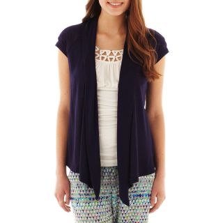 By & By Cap Sleeve Open Cardigan, Navy, Womens