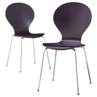 Dining Chair Modern Stacking Chair Plum   Set of 2