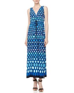 Geometric Print Maxi Dress, Blue Beret