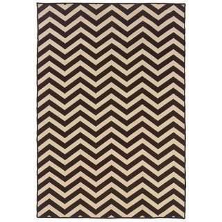 Foundation Collection Brown Chevron Reversible Rug (5 X 8)