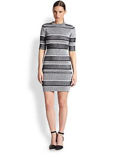 T by Alexander Wang Striped Ribbed Cotton Sweaterdress