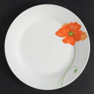Corsica Home Poppy Salad Plate, Fine China Dinnerware   Orange Flower,Rim,Smooth
