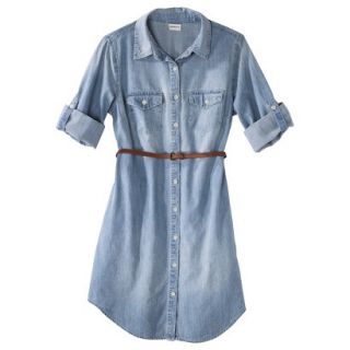 Merona Womens Denim Belted Shirt Dress   Blue   XS