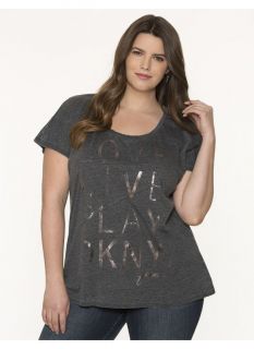 Lane Bryant Plus Size Foiled logo tee by DKNY JEANS     Womens Size 1X,