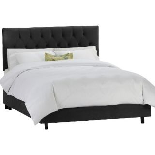 Skyline Queen Bed Skyline Furniture Edwardian Upholstered Velvet Bed   Black