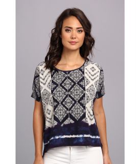 DKNY Jeans Tribal Tie Dye Summer Sweatshirt Womens Short Sleeve Pullover (Khaki)