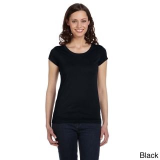 Bella Bella Womens Carmin Vintage Short Sleeve Scoop Neck T shirt Black Size XXL (18)