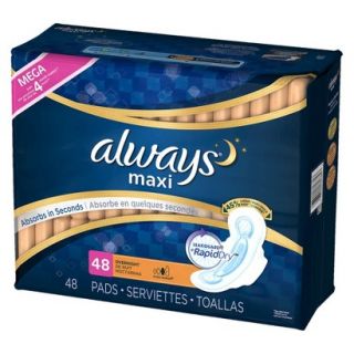 Always Maxi Overnight Pads   48 Count