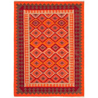 Geometric Handmade Flatweave Tribal Pattern Multi colored Wool Rug (4 X 6)