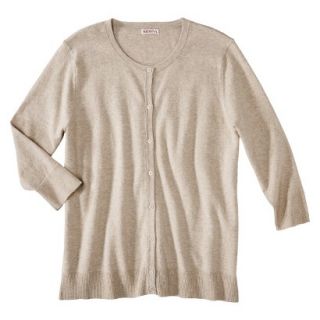 Merona Womens Plus Size 3/4 Sleeve Crew Neck Cardigan Sweater   Oatmeal 2