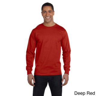 Hanes Hanes Mens Beefy t 6.1 ounce Cotton Long Sleeve Shirt Red Size 3XL