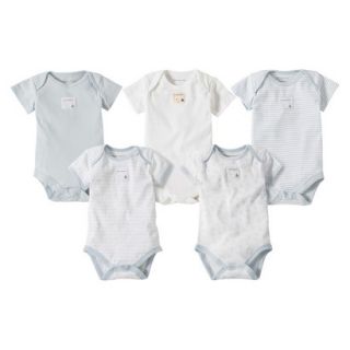 Burts Bees Baby Newborn Boys 5 Pack Short sleeve Bodysuit   Sky Blue 24 M