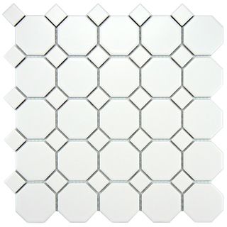 Somertile 11 5/8x11 5/8 inch Victorian Octagon Matte White With White Dot Porcelain Tile (case Of 10)