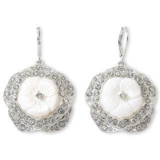 MONET JEWELRY Monet Mother of Pearl Flower Earrings, White