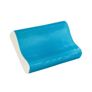 Comfort Revolution Wave Gel Memory Foam Contour Pillow, Blue/White