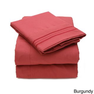 Bed Bath N More Triple Stitch 4 piece Bed Sheet Set Red Size Full