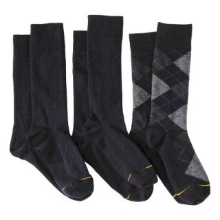 Auro a Gold Toe Brand Mens 3pk Dress Socks   Navy Argyle/Pin Dots