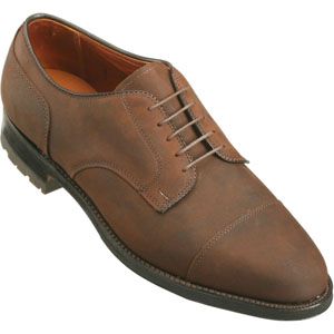 Alden Mens 5 Eyelet Cap Toe Blucher Commando Sole Calfskin Tobacco Chamois Shoes, Size 7.5 D   22341C