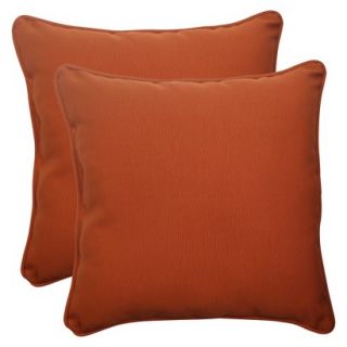 Outdoor 2 Piece Square Toss Pillow Set   Burnt Orange Fresco Solid