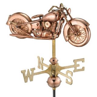 Good Directions Motorcycle Garden Weathervane   Polished Copper w/Garden Pole