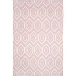 Safavieh Hand woven Moroccan Dhurrie Pink/ Ivory Wool Rug (5 X 8)