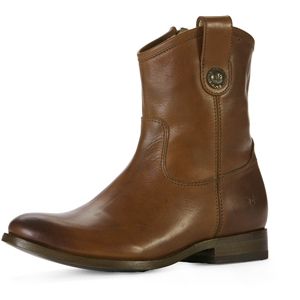 Frye Womens Meliisa Button Short Cognac Boots, Size 10 M   77897 COG