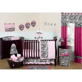 11pc Zebra Crib Set   Pink