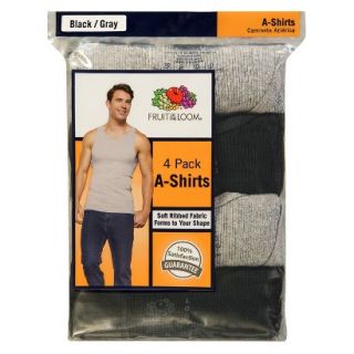 Fruit of the Loom Mens A Shirts 4 Pack   Black/Grey S