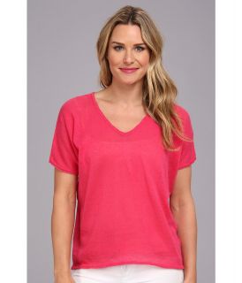Clich Mode Short Sleeve Linen Shredded Back Womens Sweater (Pink)
