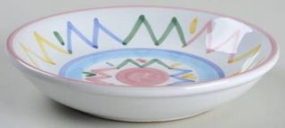 Caleca Sole Coupe Soup Bowl, Fine China Dinnerware   Pastel Bands,Zig Zag Design
