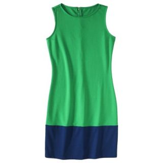 Merona Womens Ponte Color Block Hem Dress   Green/Blue   L
