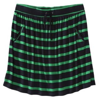 Merona Womens Plus Size Front Pocket Knit Skirt   Navy/Green 4