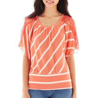 BY AND BY Byer Lace Shoulder Top, Pat D
