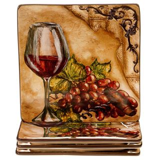 Hand painted Tuscan View 8.5 inch Ceramic Salad/dessert Plates (set Of 4)