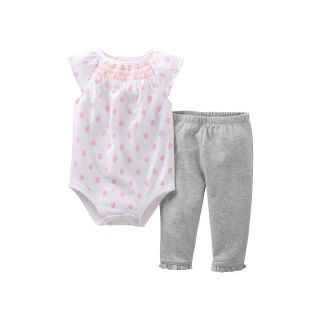 Carters Carter s Smocked Bodysuit Pant Set   Girls newborn 24m, White/Pink,