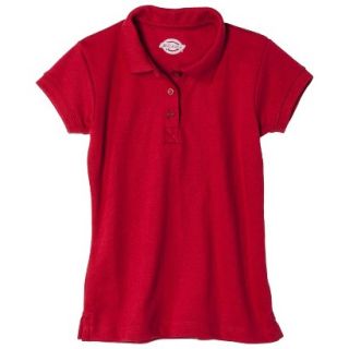 Dickies Girls School Uniform Short Sleeve Interlock Polo   Red 10/12