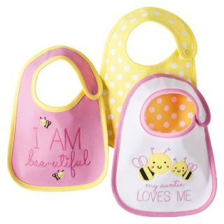 Just One YouMade by Carters Newborn Girls 3 Pack Bee Bib Set   Pink/Yellow
