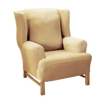Sure Fit Stretch Pique Wing Chair Slipcover   Antique Gold