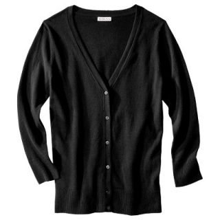 Merona Petites 3/4 Sleeve V Neck Cardigan Sweater   Black SP