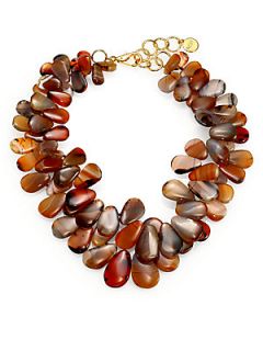 Nest Fire Agate Double Strand Necklace   Brown