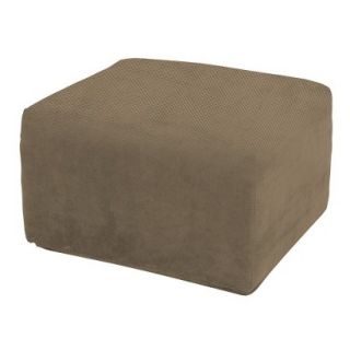Sure Fit Stretch Pique Ottoman Slipcover   Taupe