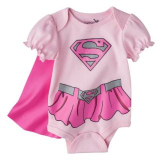 Superman Newborn Girls Supergirl Caped Bodysuit   Pink 6 9 M