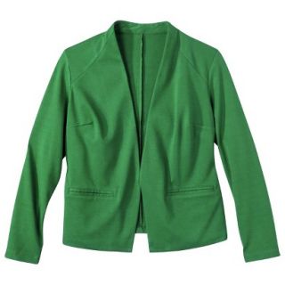 Merona Womens Plus Size Ponte Collarless Jacket   Green 2