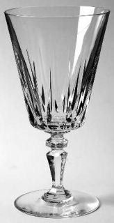 Val St Lambert Balmoral Water Goblet   Vertical Cuts On Bowl, Multi Sided Stem