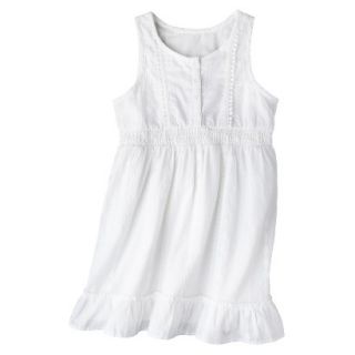 Girls Sleeveless Button Front Shirt Dress   Fresh White M