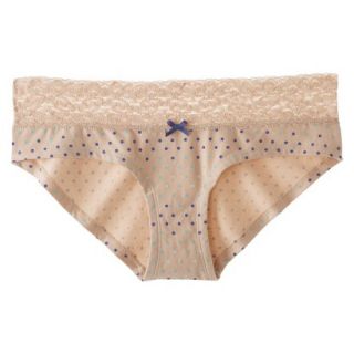 Xhilaration Juniors Cotton With Lace Hipster   Mochaccino XS
